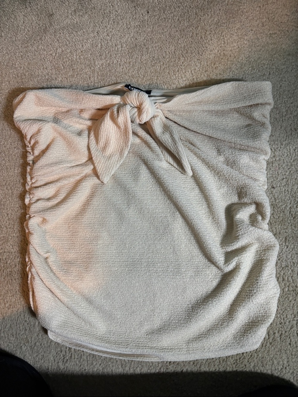 Express Cream gold Strapless Tie-Front Tube Top XL